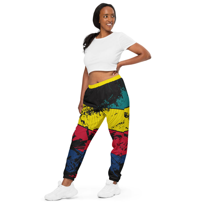 Unisex Track Pants - Yellow-Blue Curve