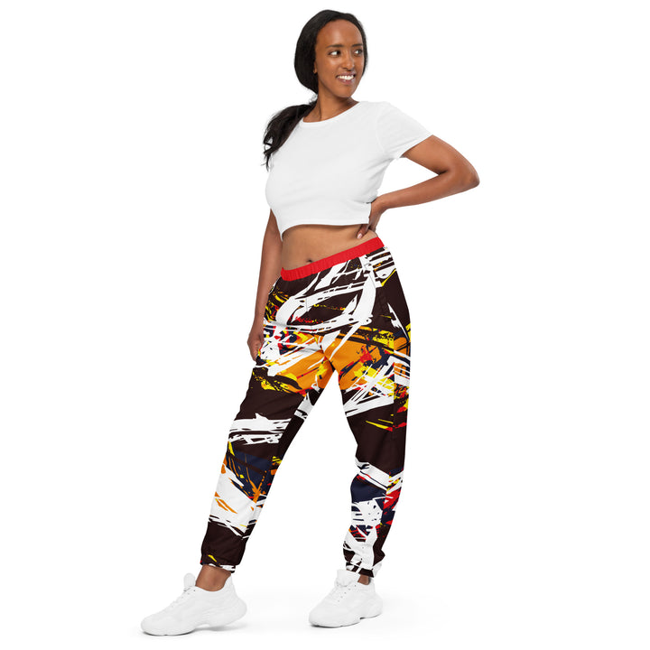 Unisex Track Pants - Orange-White Bonus