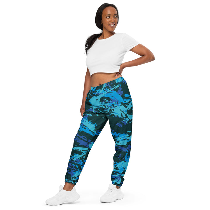 Unisex Track Pants - Blue-Turquoise Script