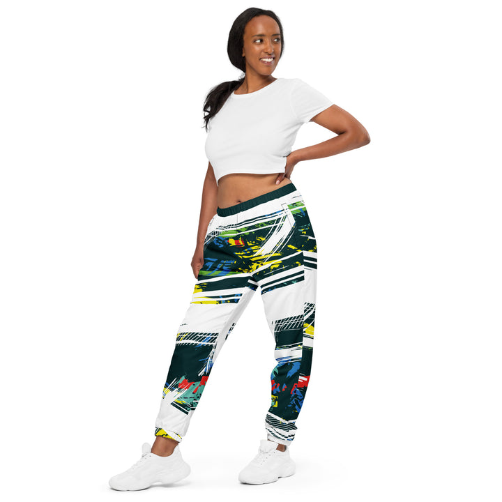 Unisex Track Pants - Green-White Whip