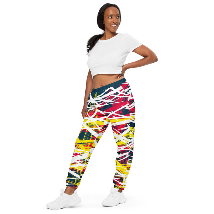 Unisex Track Pants - Yellow-Red Criss