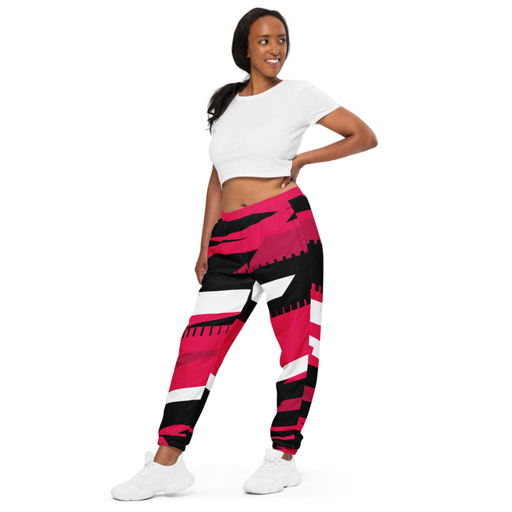 Unisex Track Pants - Pink-Black Simple