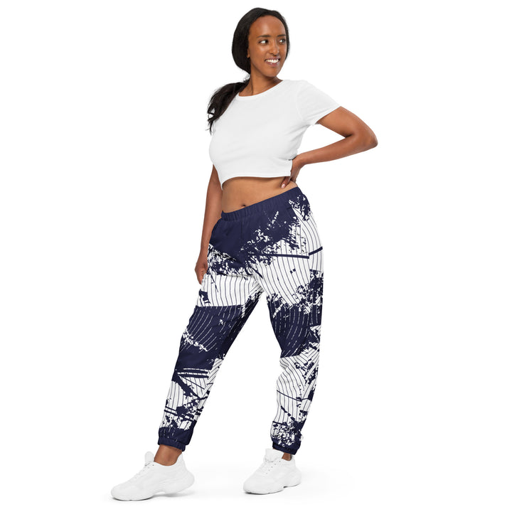 Unisex Track Pants - White-Blue Curve