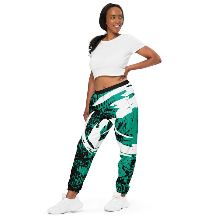 Unisex Track Pants - Black-Green Rescue