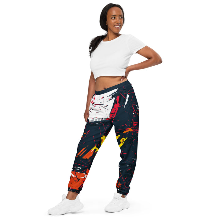 Unisex Track Pants - Grey-Red Conflict