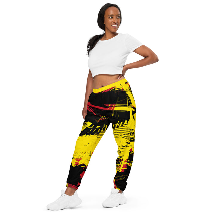 Unisex Track Pants - Black-Yellow Rank