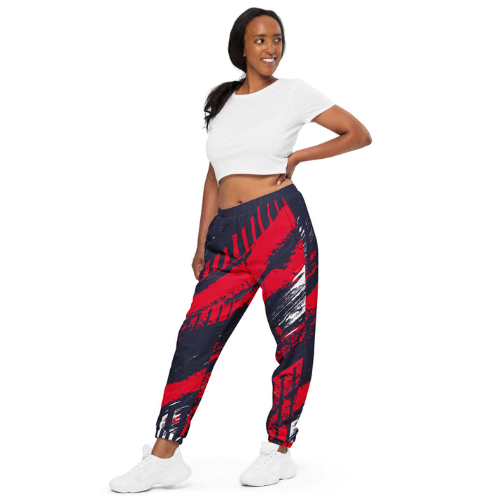 Unisex Track Pants - Grey-Red Rush