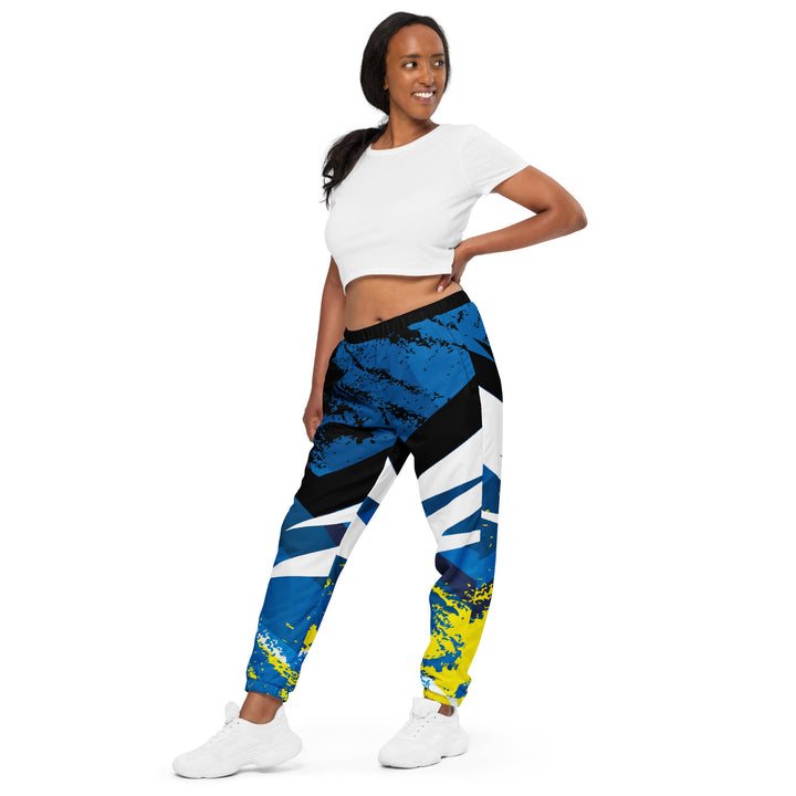 Unisex Track Pants - Blue-Yellow Signal