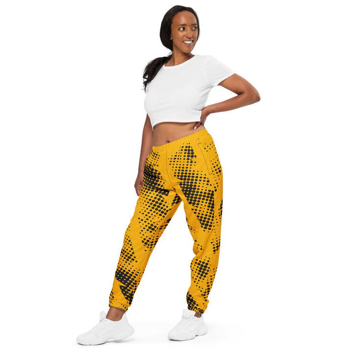 Unisex Track Pants - Yellow-Black Haltfone