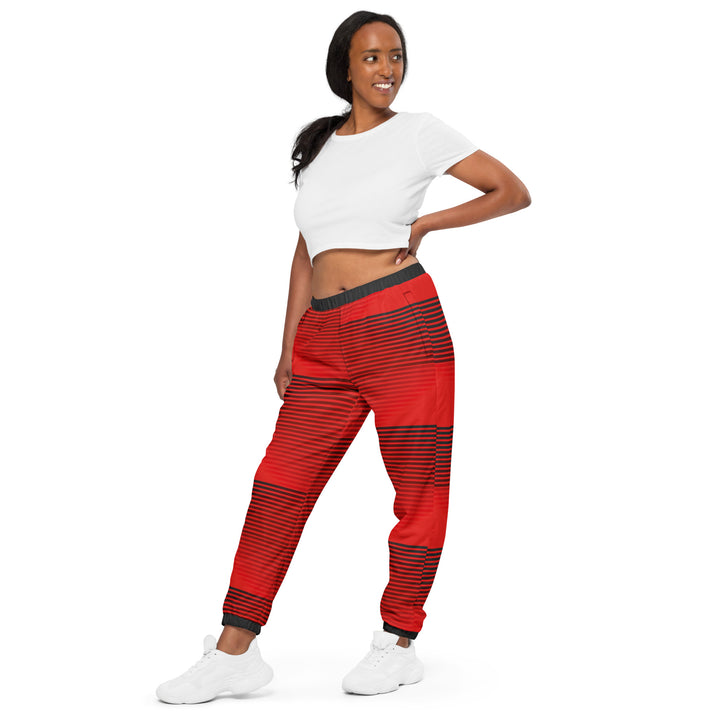 Unisex Track Pants - Red-Grey Fade