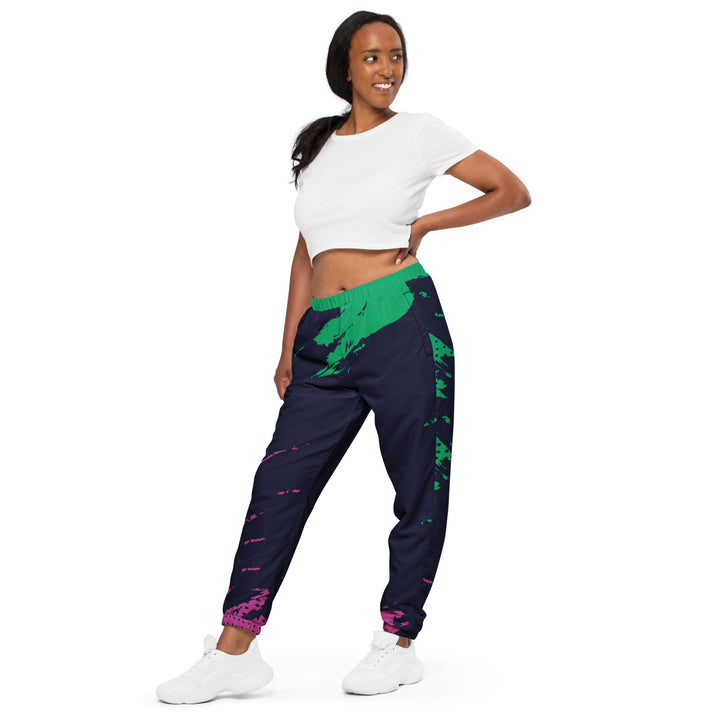 Unisex Track Pants - Black-Green Splash