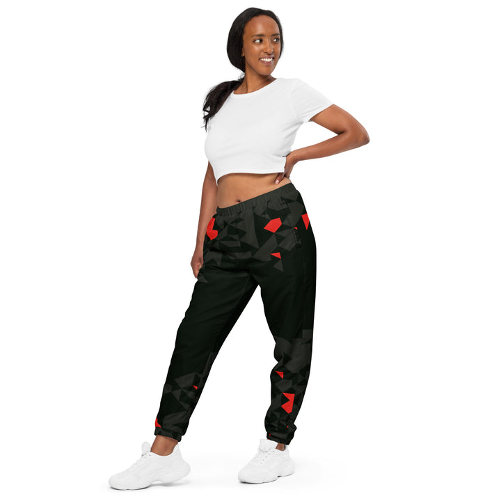 Unisex Track Pants - Black-Red Side