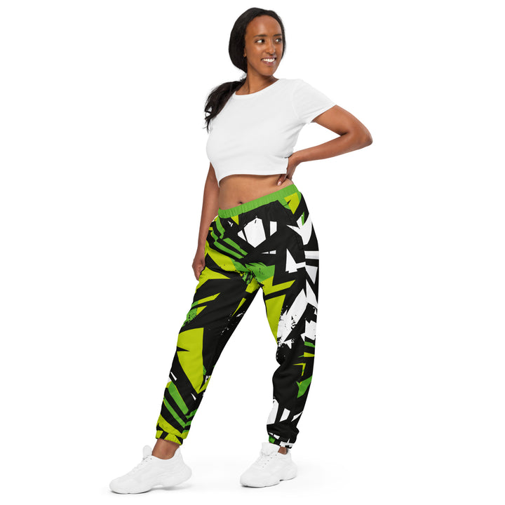 Unisex Track Pants - Black-Green Break