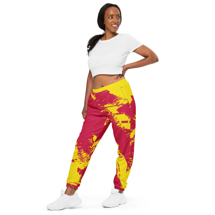 Unisex Track Pants - Yellow-Red Brush