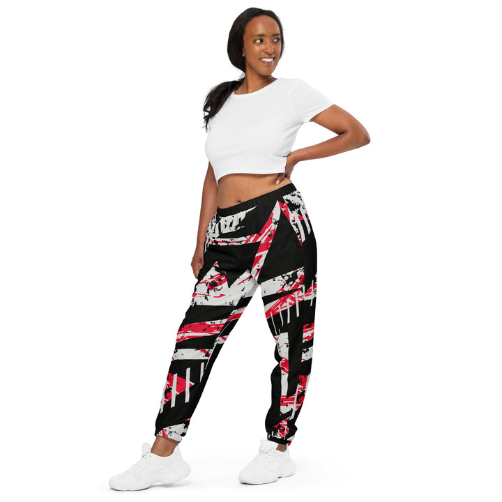 Unisex Track Pants - Black-White Trace