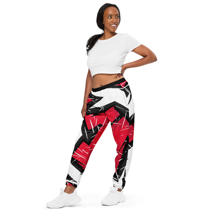 Unisex Track Pants - White-Red Sparks