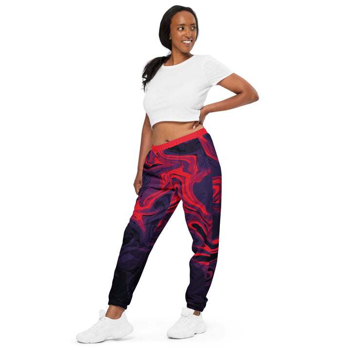 Unisex Track Pants - Black-Red Heat