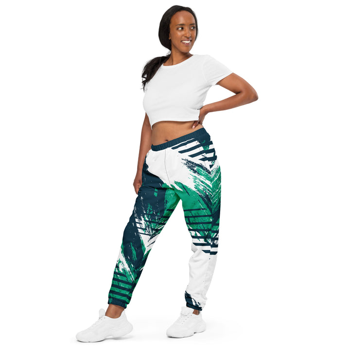 Unisex Track Pants - White-Green Path