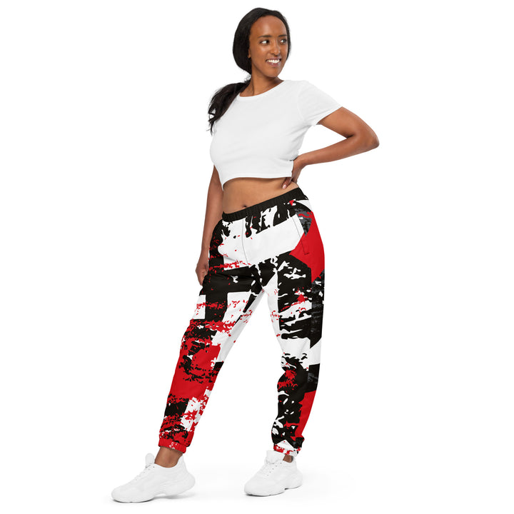 Unisex Track Pants - Black-Red Map