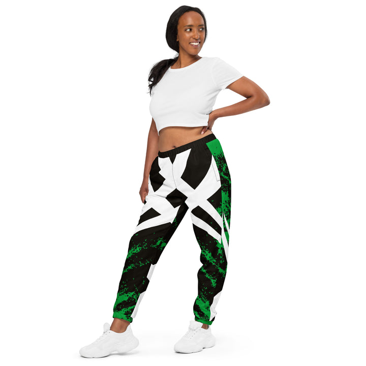 Unisex Track Pants - Black-Green Tribal