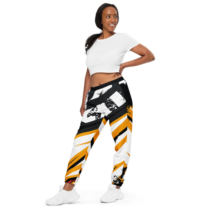 Unisex Track Pants - White-Yellow Wing