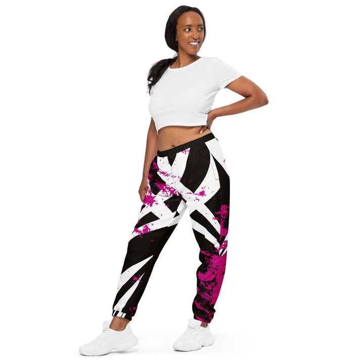 Unisex Track Pants - Black-Pink Tribal