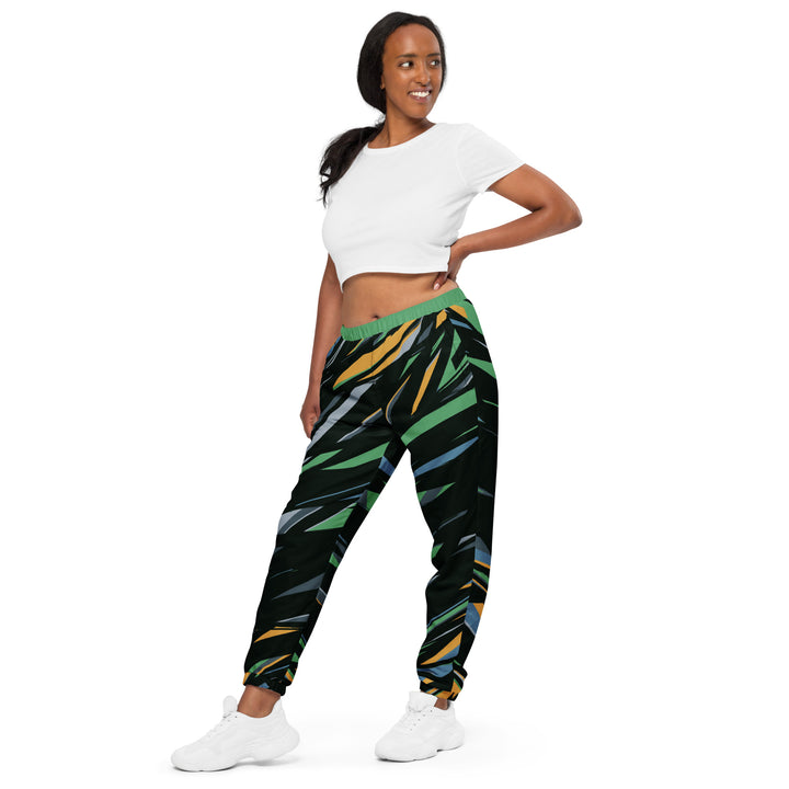 Unisex Track Pants - Black-Green Jungle