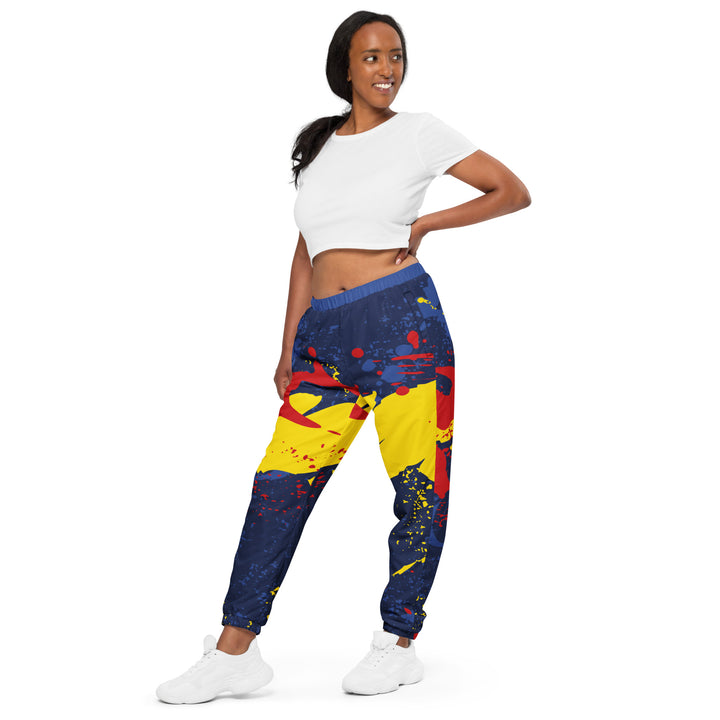 Unisex Track Pants - Blue-Yellow Splash