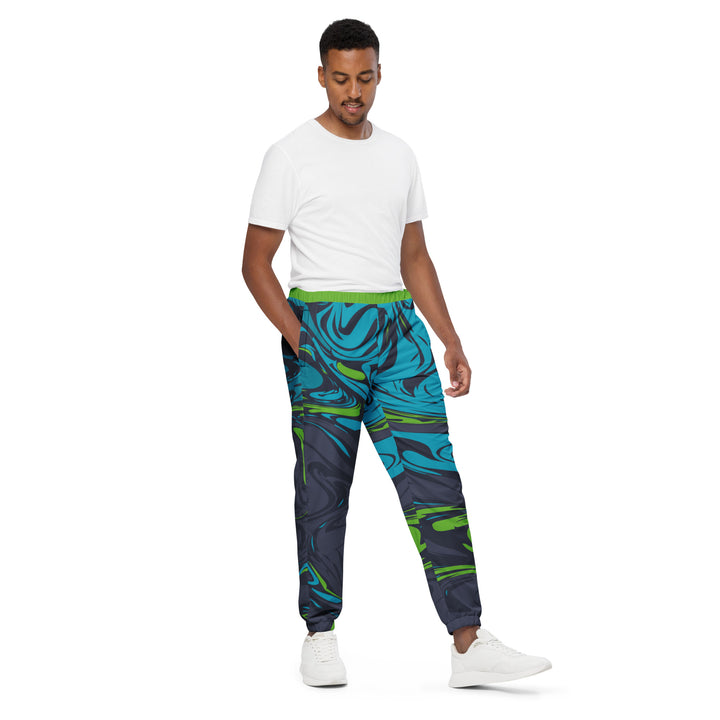 Unisex Track Pants - Green-Blue Smoke