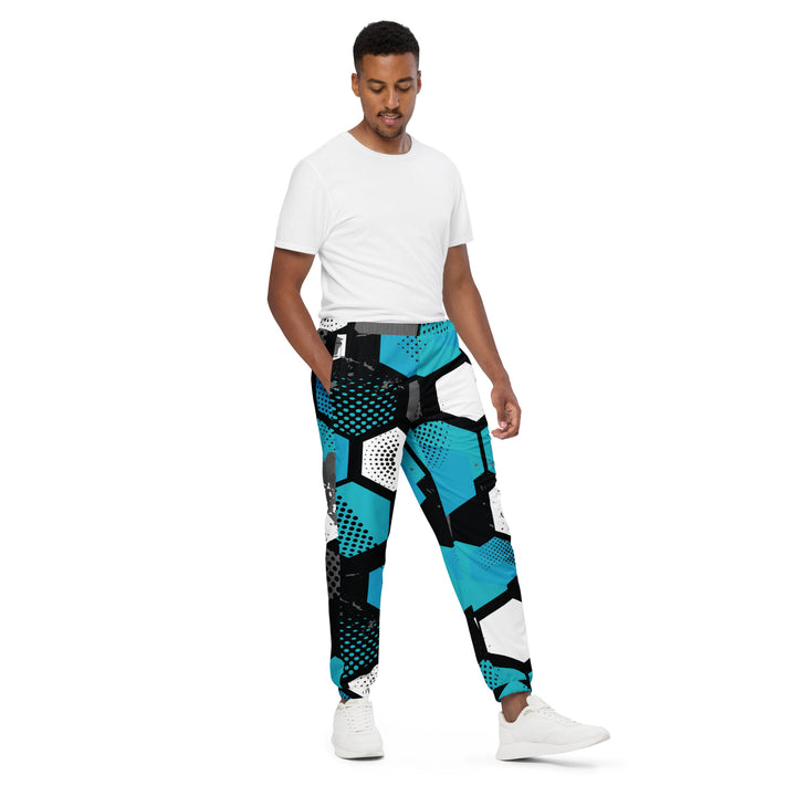 Unisex Track Pants - Blue-Grey Hexagon