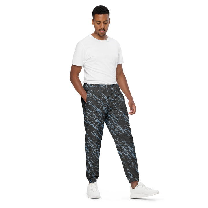 Unisex Track Pants - Black-Blue Grunge