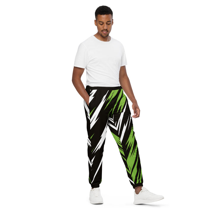 Unisex Track Pants - Black-Green Lightning