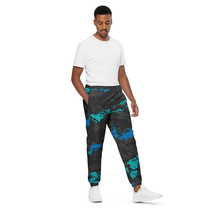 Unisex Track Pants - Black-Blue Paint