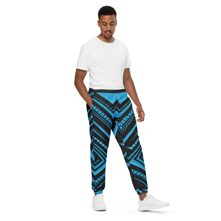 Unisex Track Pants - Black-Blue Blade