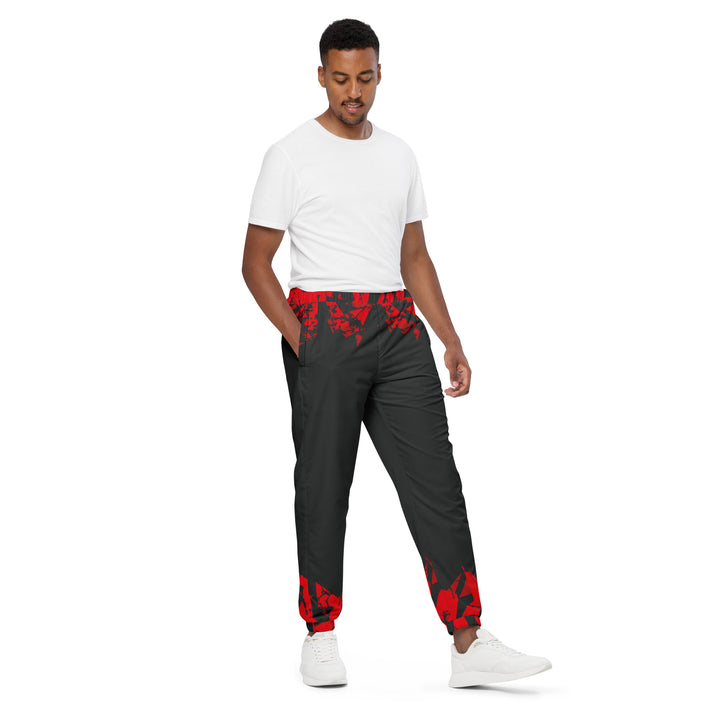 Unisex Track Pants - Black-Red Fragment