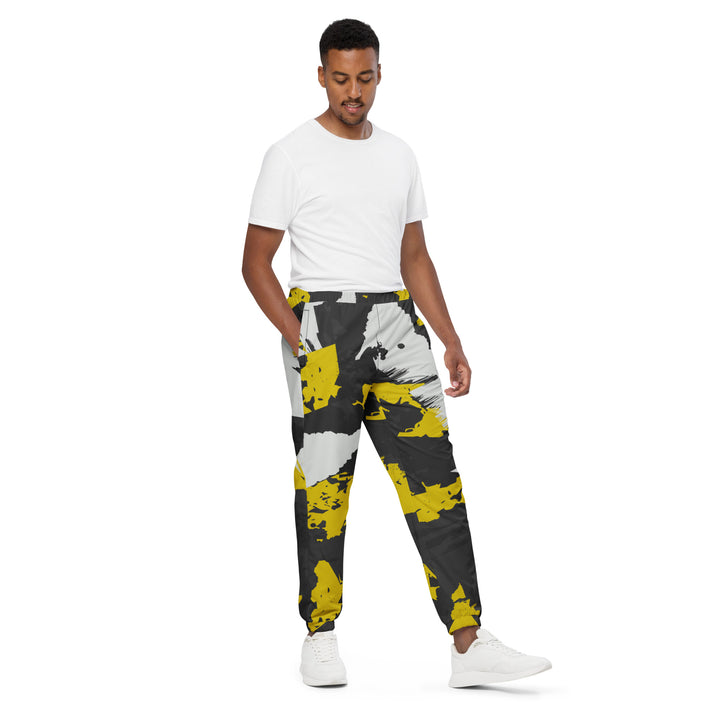 Unisex Track Pants - Grey-Yellow Grunge