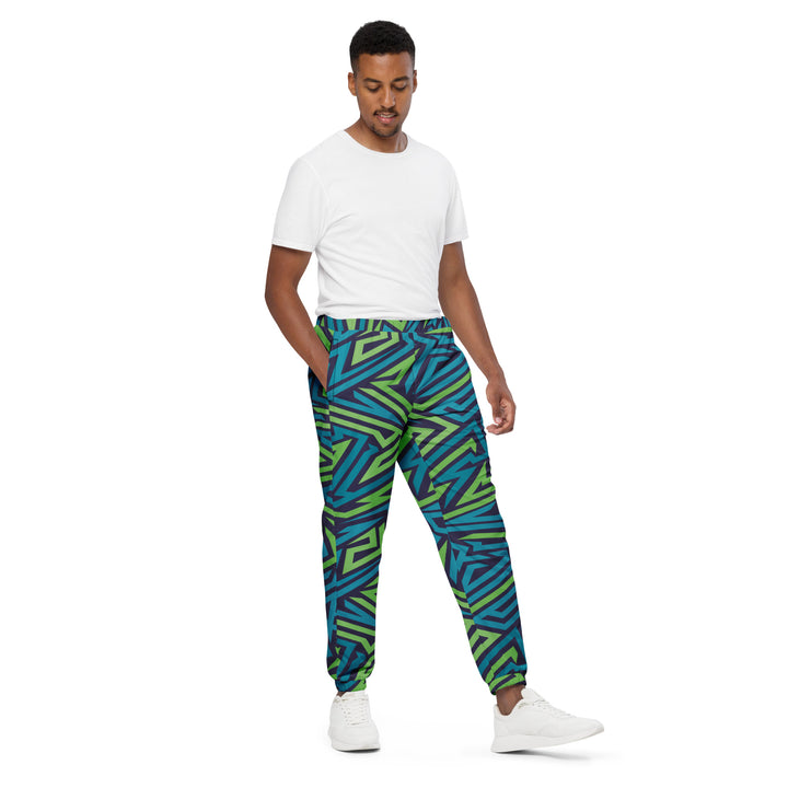 Unisex Track Pants - Green-Blue Jagged