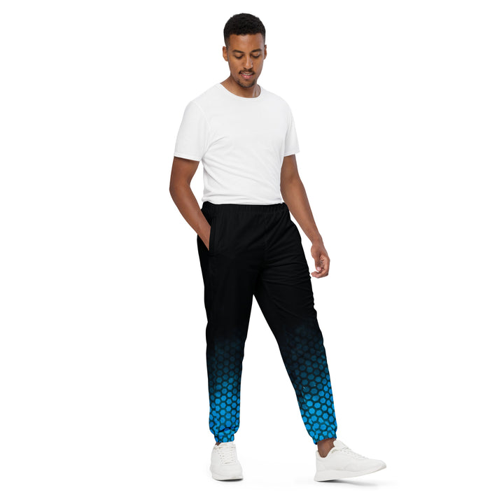 Unisex Track Pants - Black-Blue Hexagon