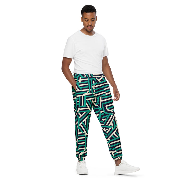 Unisex Track Pants - Black-Green Maze