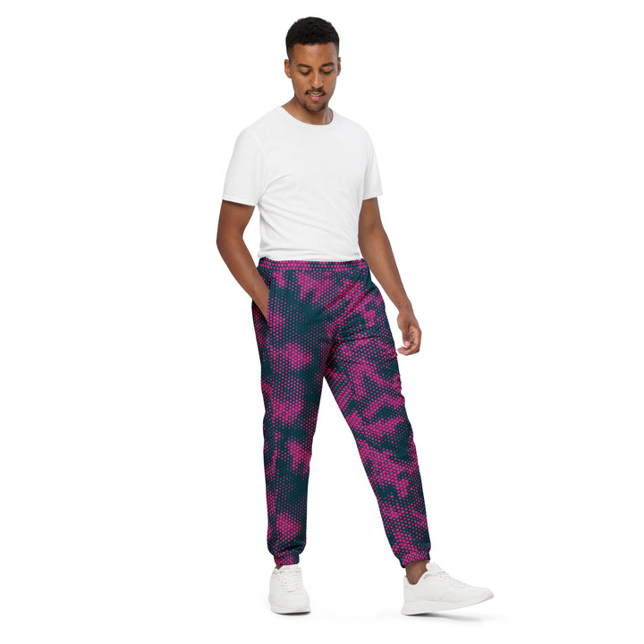 Unisex Track Pants - Black-Pink Hexagon