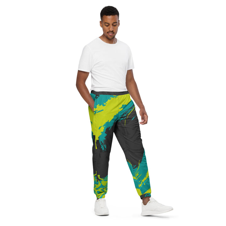 Unisex Track Pants - Black-Green Fusion