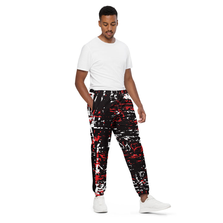 Unisex Track Pants - Black-Red Dim