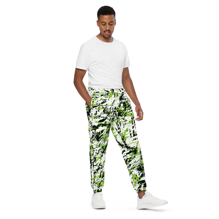 Unisex Track Pants - White-Green Shard