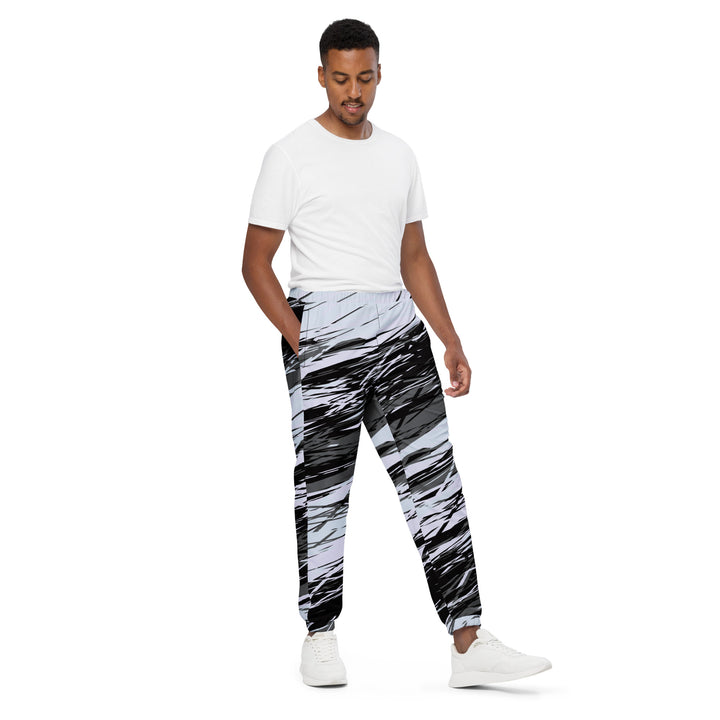 Unisex Track Pants - Black-White Line