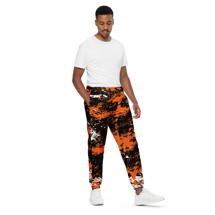 Unisex Track Pants - Black-Orange Pitch