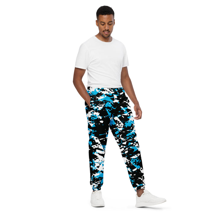 Unisex Track Pants - Black-Blue Blocks