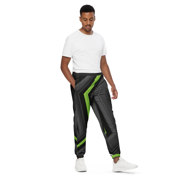 Unisex Track Pants - Black-Green Edge