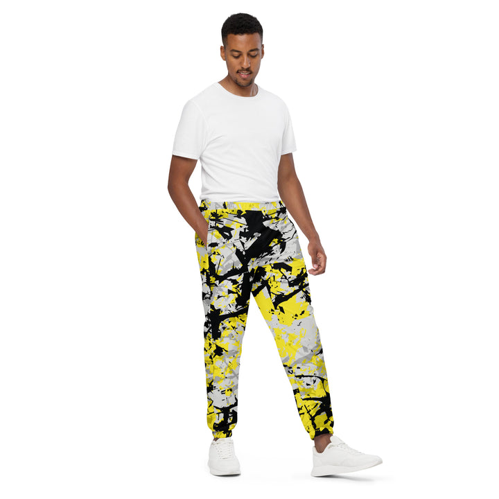 Unisex Track Pants - Yellow-Black Splatter