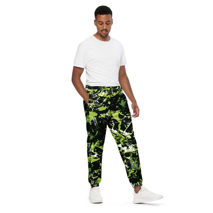 Unisex Track Pants - Black-Green Forest