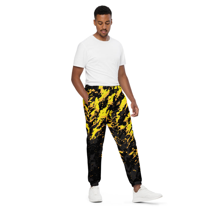 Unisex Track Pants - Black-Yellow Fire